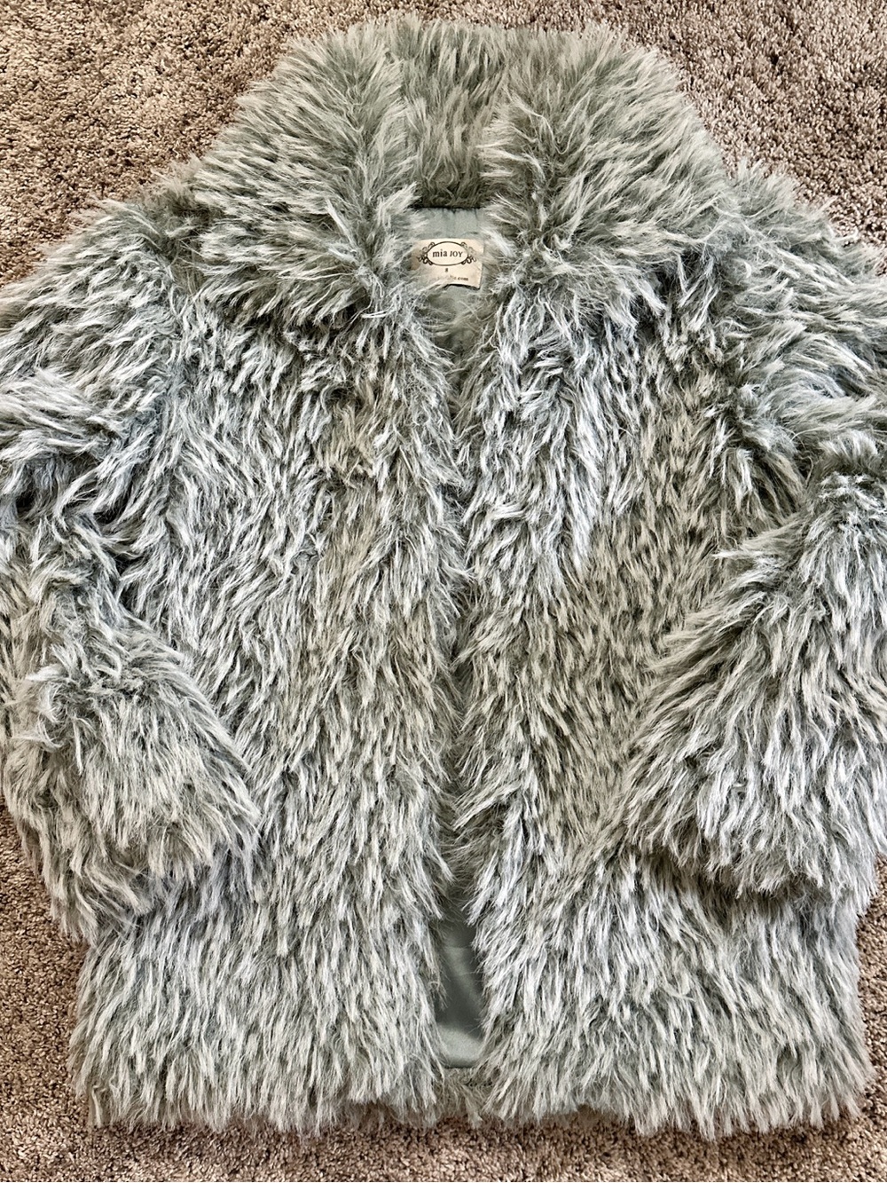 Joyfolie MiaJoy Maraline faux fur coat featuresa sunglasses mint green color